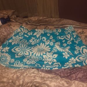 Blue Skirt with White Flowers